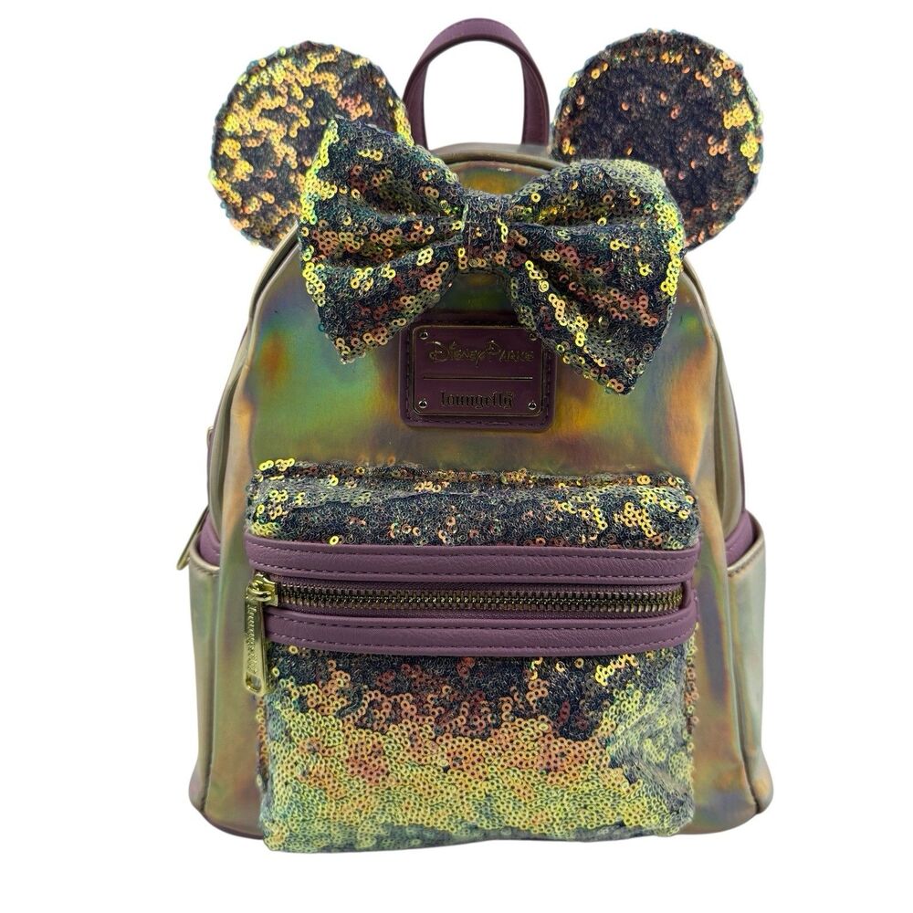 WDW 50th Anniversary EARidescent Pink Sequin Loungefly Mini Backpack Disney